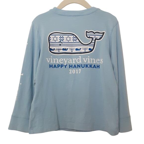Vineyard Vines Whale Tee Set 2pc Solid Blue & Happy Hanukkah Long Sleeve 3T/4T - Picture 8 of 16